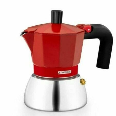 Caffettiera Italiana Monix INOX RED 6T Rosso 6 Tazze