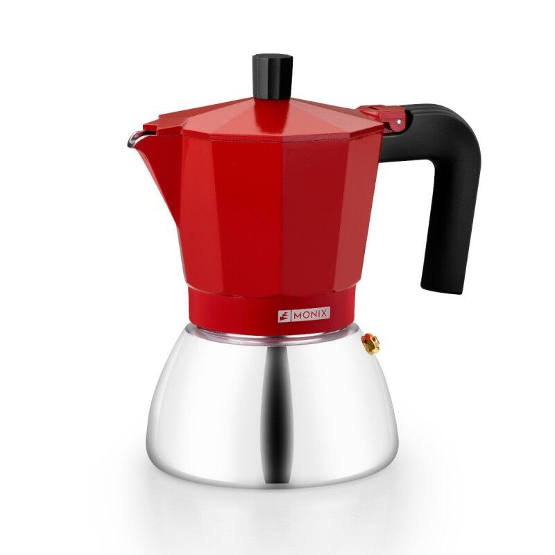 Caffettiera Italiana Monix INOX RED 6T Rosso 6 Tazze