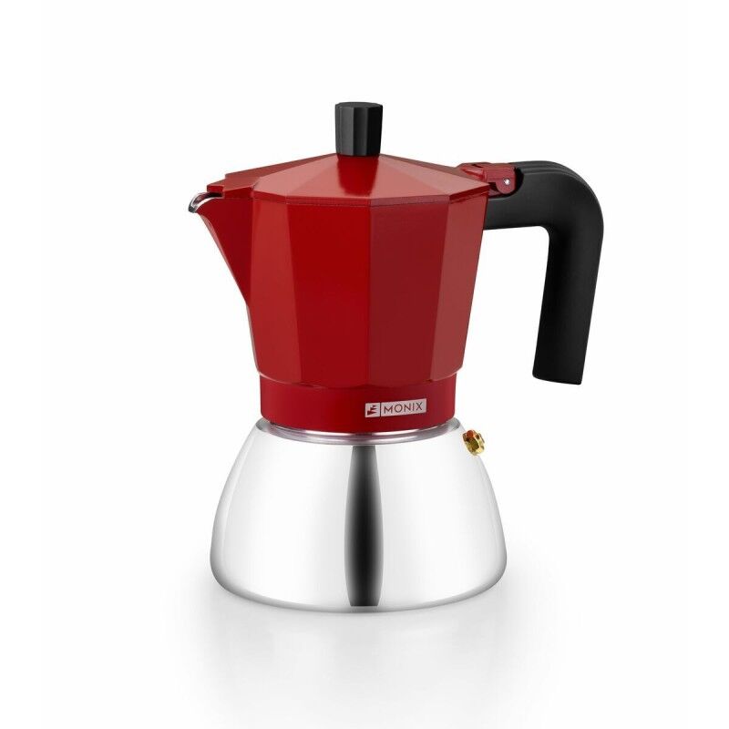 Caffettiera Italiana Monix INOX RED 6T Rosso 6 Tazze