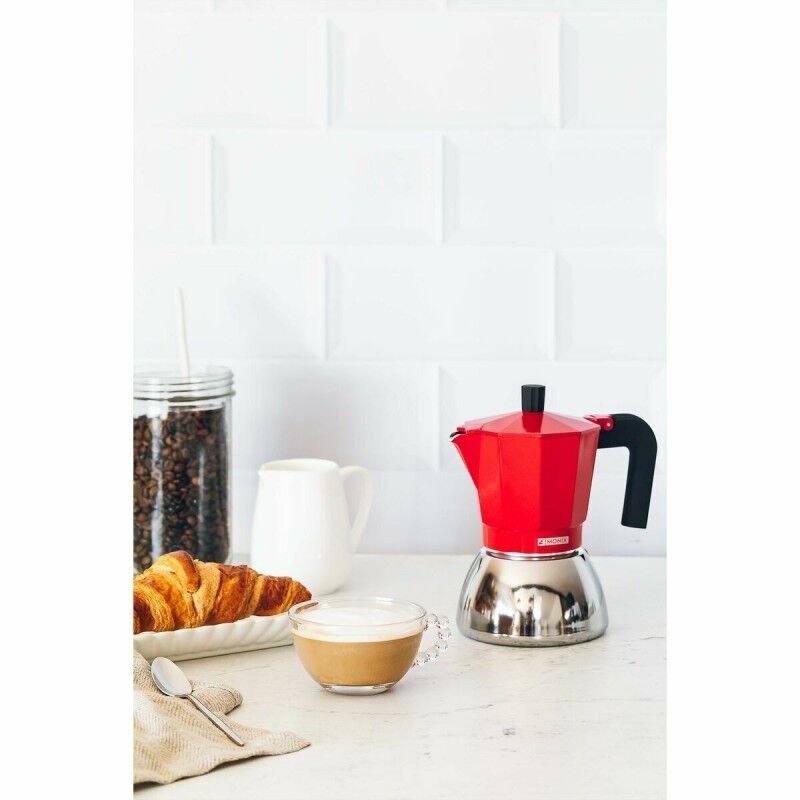 Caffettiera Italiana Monix INOX RED 6T Rosso 6 Tazze