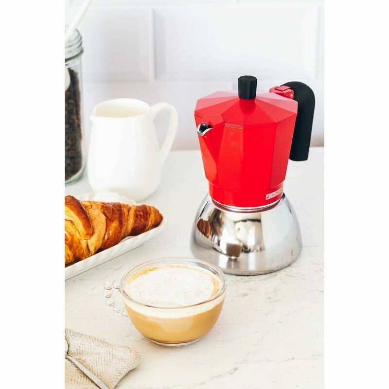 Caffettiera Italiana Monix INOX RED 6T Rosso 6 Tazze