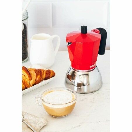 Caffettiera Italiana Monix INOX RED 6T Rosso 6 Tazze