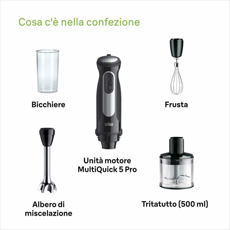 Frullatore ad Immersione Braun MULTIQUICK 5 PRO MQ 55236 Nero 1000 W