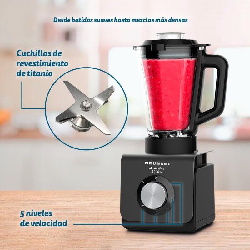 Frullatore Grunkel BAT-2000 MASTERPRO Nero Acciaio 1,5 L