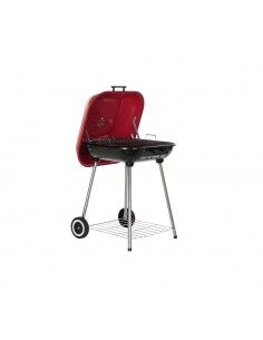 Barbecue a Carbone con Coperchio e Ruote DKD Home Decor Rosso Acciaio (60 x 57 x 80 cm) - 1