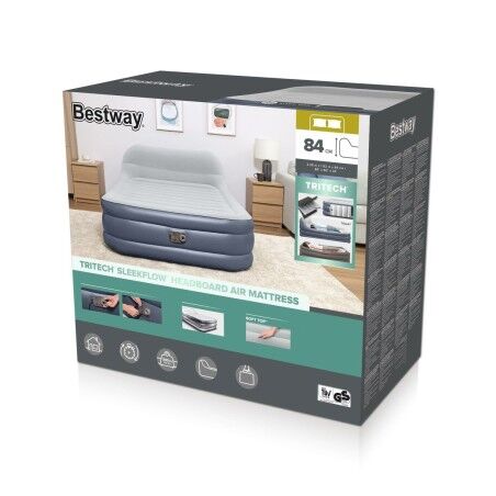 Bestway Cama Doppia Elettrica con Testata 226x152x84 cm Gonfiabile e Camping 67923