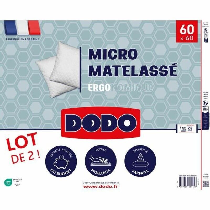 Cuscino DODO Bianco 60 x 60 cm (2 Unità)