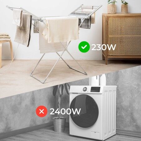 Stendibiancheria elettrico pieghevole con ali, schermo touch, timer e controllo della temperatura Warmmat InnovaGoods 230 W 20 s
