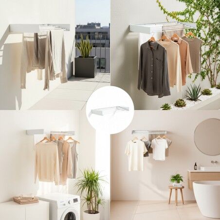 Stendibiancheria da parete pieghevole estensibile retrattile Dryva 80 InnovaGoods