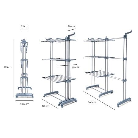 Stendibiancheria pieghevole verticale estensibile con ruote Dolver XL InnovaGoods 30 sbarre
