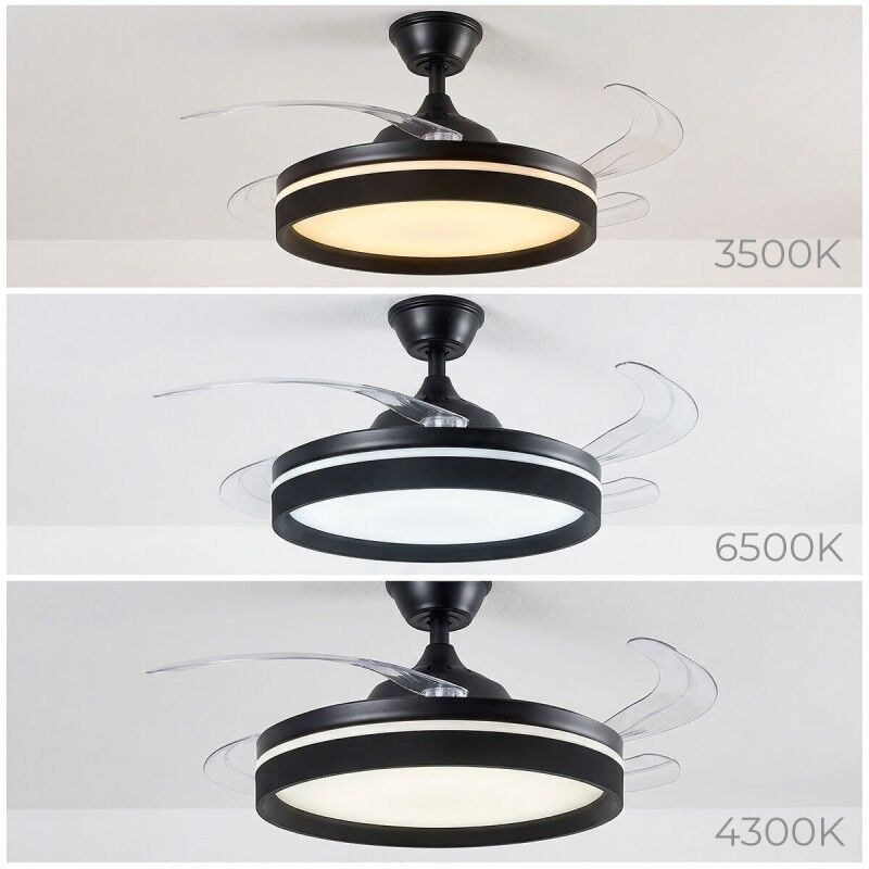 Ventilatore da soffitto con luce LED, 4 pale retrattili e telecomando InnovaGoods