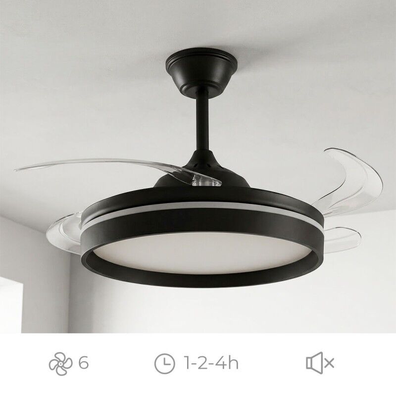 Ventilatore da soffitto con luce LED, 4 pale retrattili e telecomando InnovaGoods