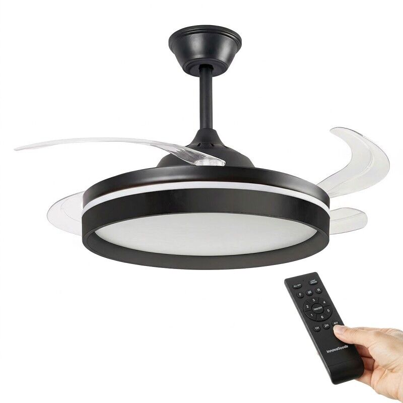 Ventilatore da soffitto con luce LED, 4 pale retrattili e telecomando InnovaGoods