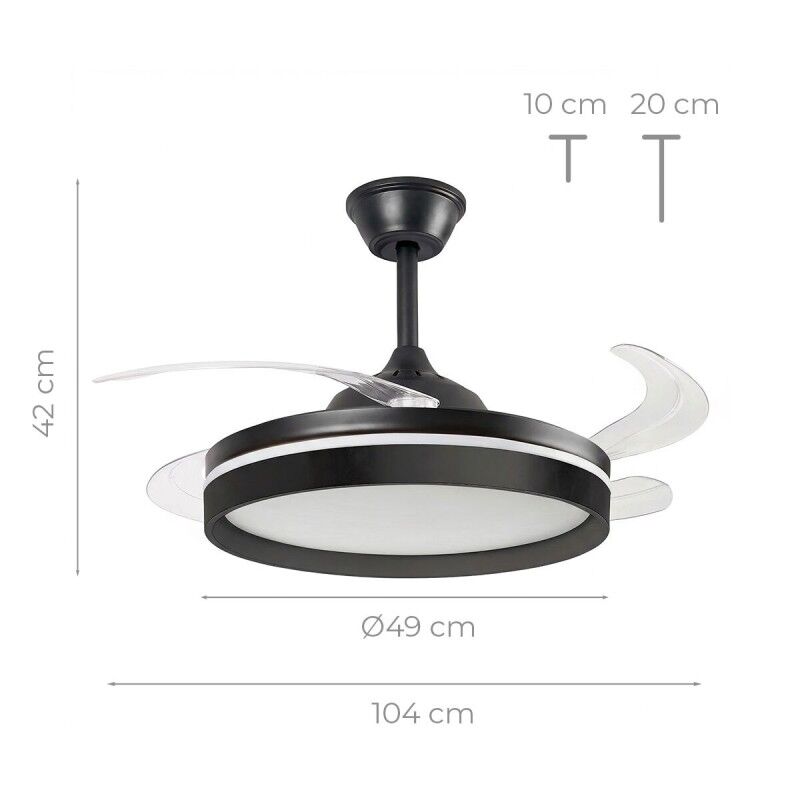 Ventilatore da soffitto con luce LED, 4 pale retrattili e telecomando InnovaGoods