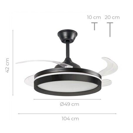 Ventilatore da soffitto con luce LED, 4 pale retrattili e telecomando InnovaGoods
