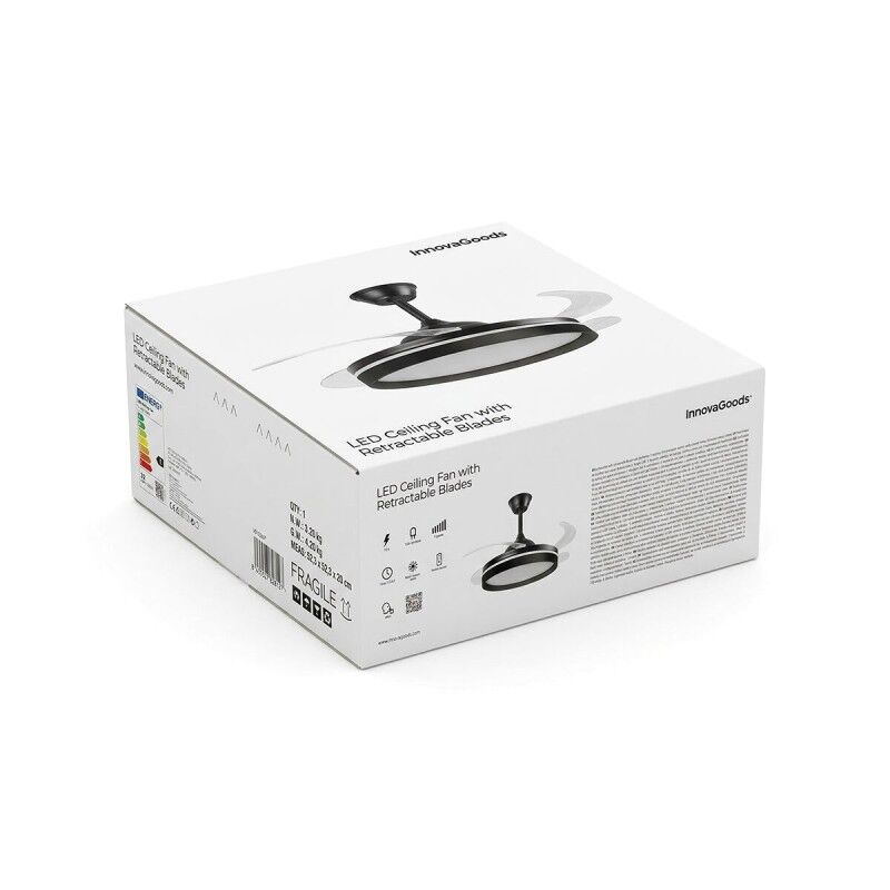 Ventilatore da soffitto con luce LED, 4 pale retrattili e telecomando InnovaGoods