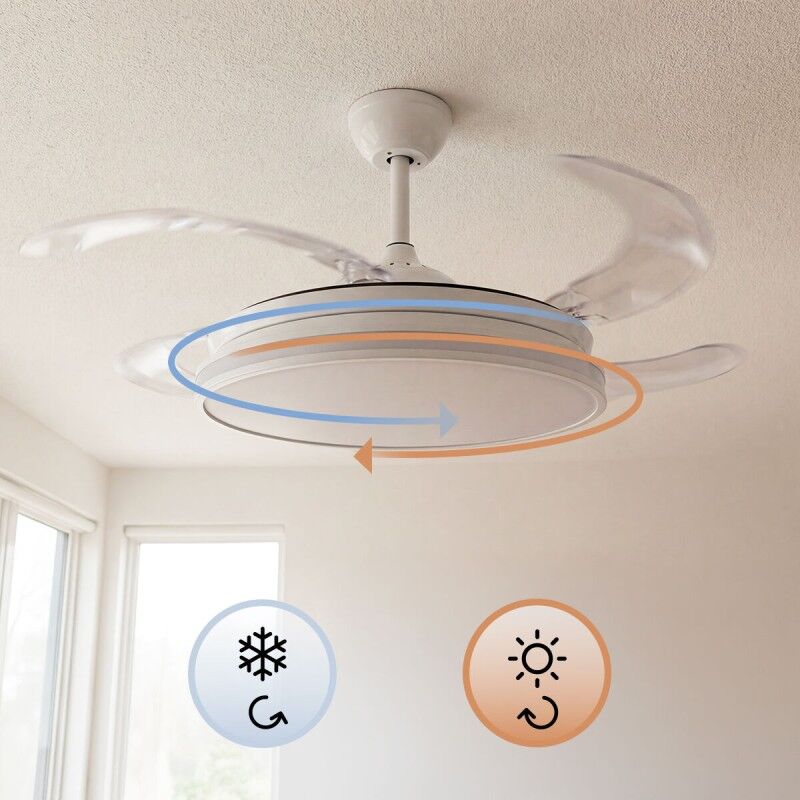 Ventilatore da soffitto con luce LED RGB, 4 pale retrattili e telecomando InnovaGoods