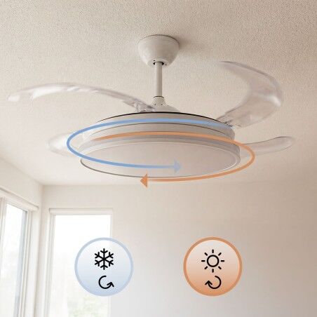 Ventilatore da soffitto con luce LED RGB, 4 pale retrattili e telecomando InnovaGoods