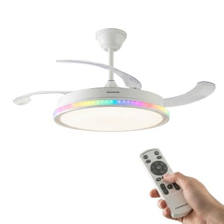 Ventilatore da soffitto con luce LED RGB, 4 pale retrattili e telecomando InnovaGoods