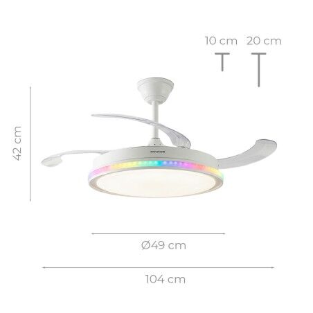 Ventilatore da soffitto con luce LED RGB, 4 pale retrattili e telecomando InnovaGoods
