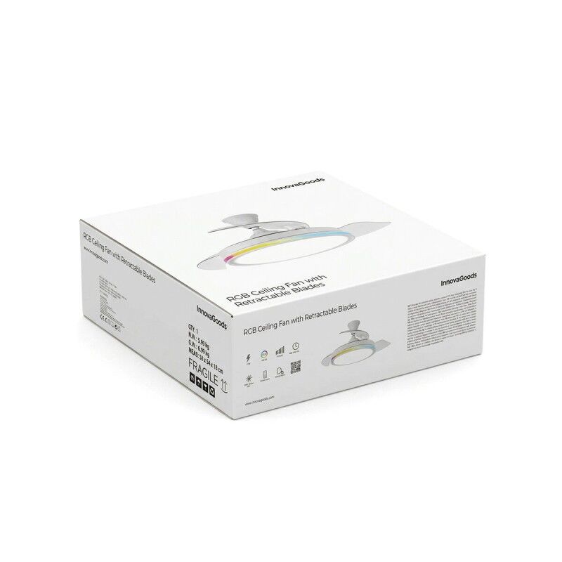 Ventilatore da soffitto con luce LED RGB, 4 pale retrattili e telecomando InnovaGoods