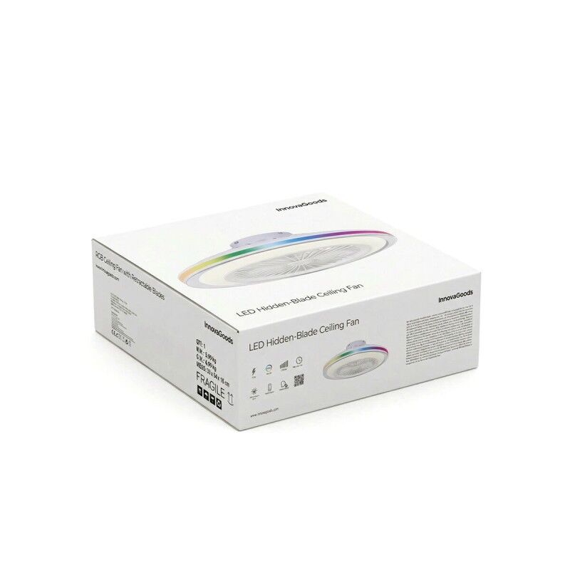 Ventilatore da soffitto con luce LED RGB, pale nascoste e telecomando Nexory InnovaGoods