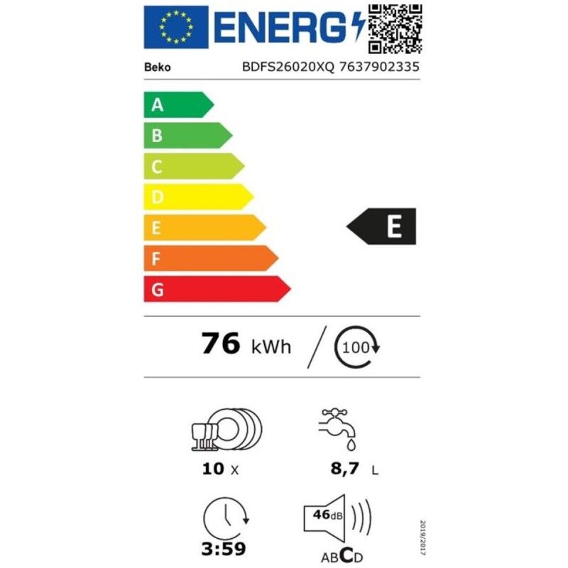 Lavastoviglie BEKO BDFS26020XQ Acciaio 45 cm