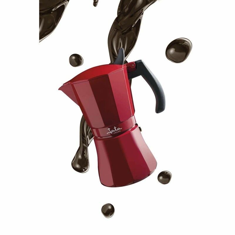 Caffettiera Italiana JATA Cafetera de inducción roja vulcano Rosso Alluminio 12 Tazze (1 Unità)